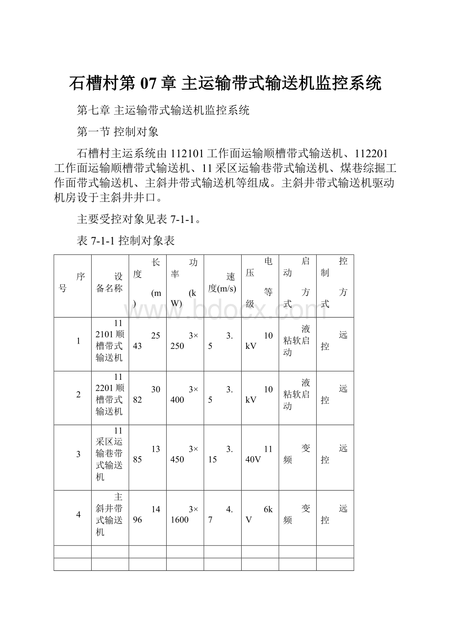 石槽村第07章 主运输带式输送机监控系统.docx