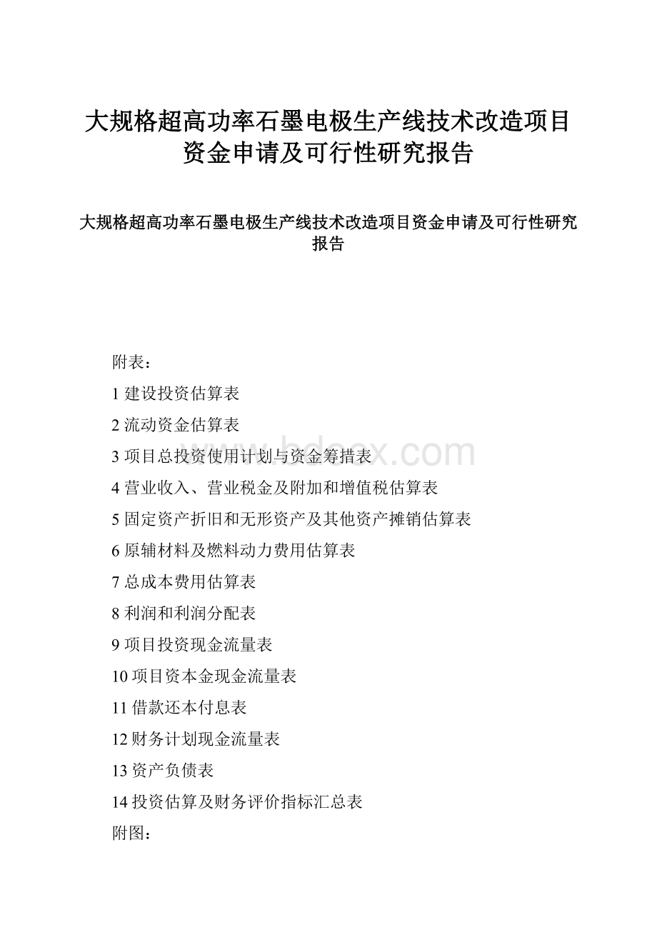 大规格超高功率石墨电极生产线技术改造项目资金申请及可行性研究报告.docx_第1页