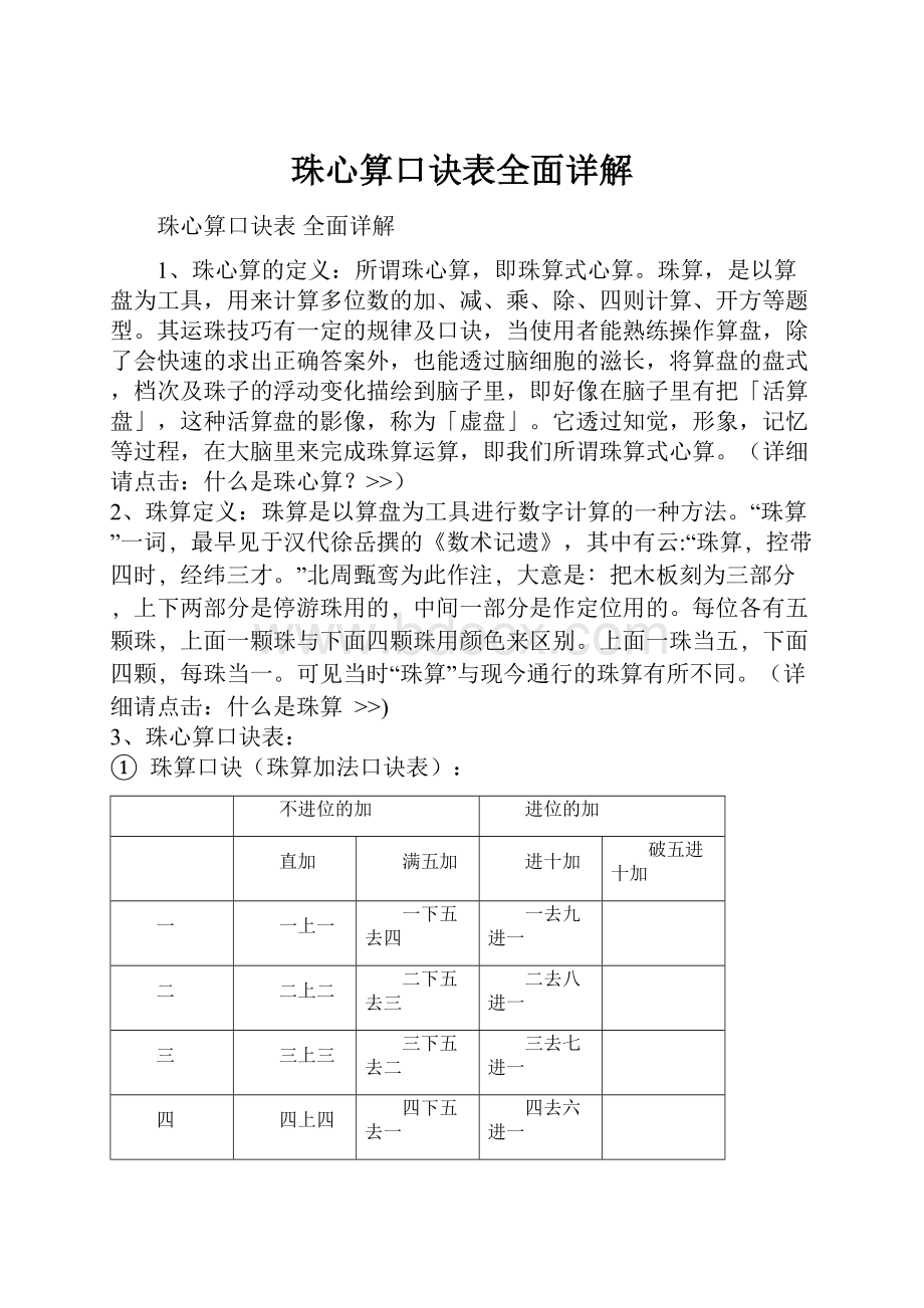 珠心算口诀表全面详解.docx