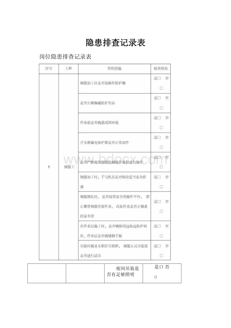 隐患排查记录表.docx