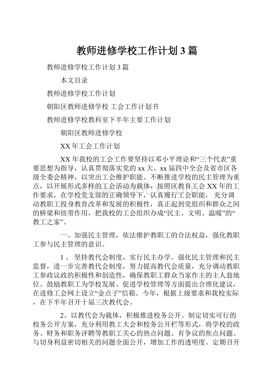 教师进修学校工作计划3篇.docx