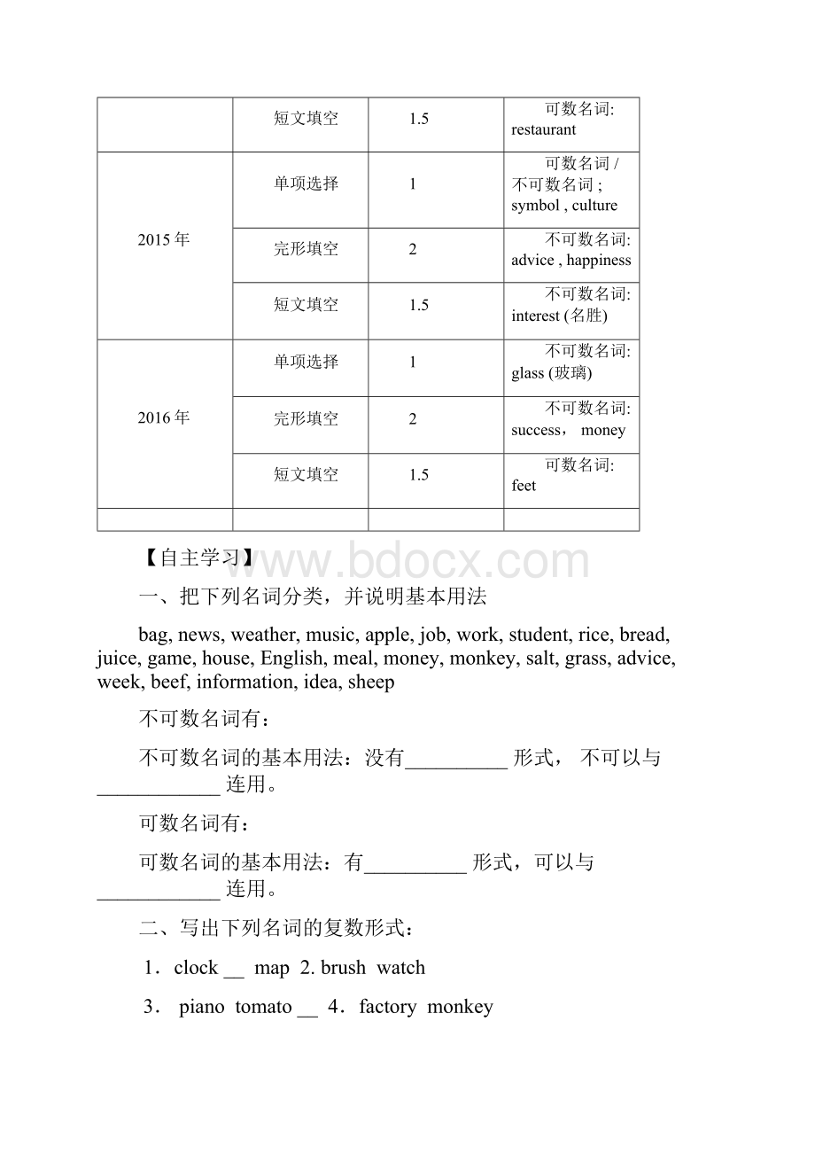 中考英语 第一部分 语法专项1 名词复习.docx_第2页