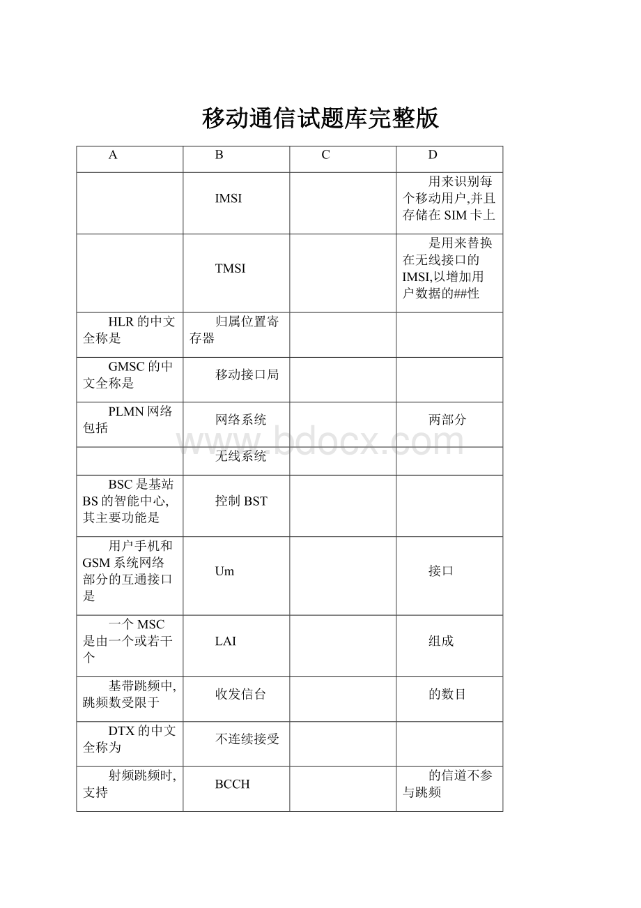 移动通信试题库完整版.docx