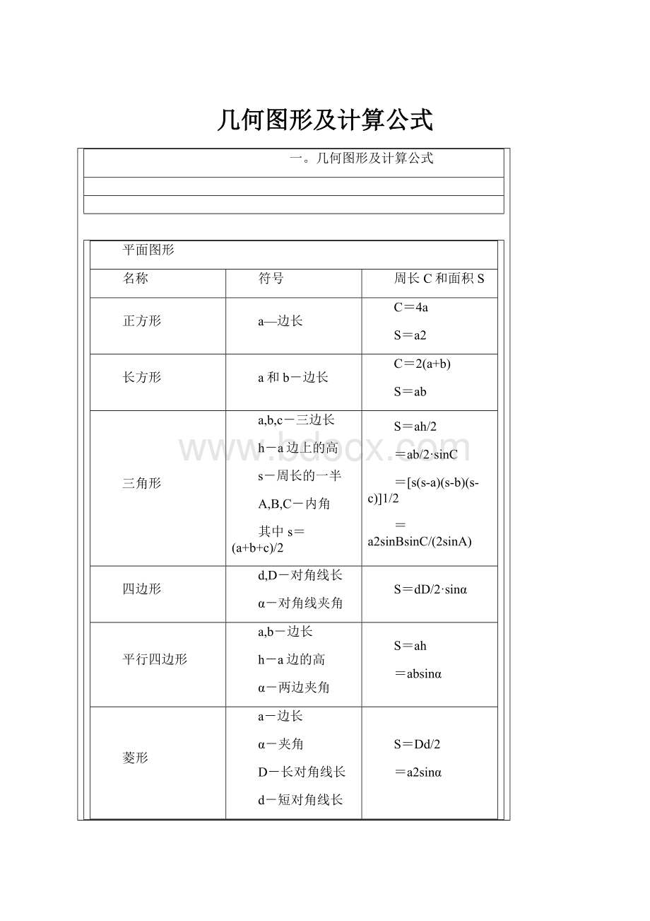 几何图形及计算公式.docx_第1页