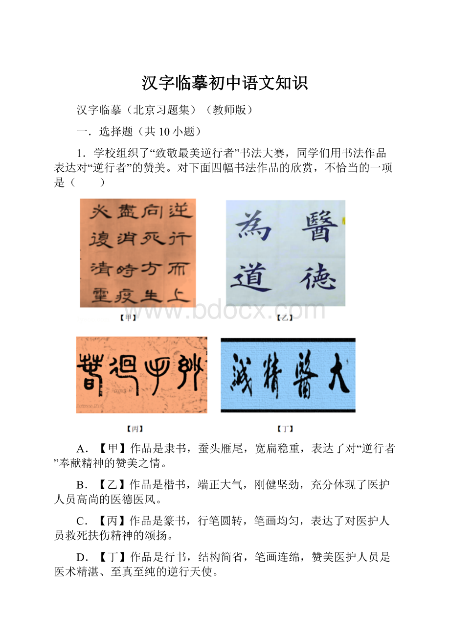 汉字临摹初中语文知识.docx