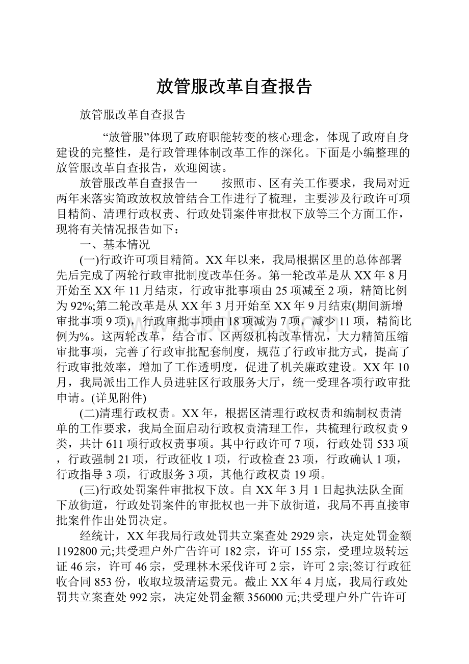 放管服改革自查报告.docx_第1页