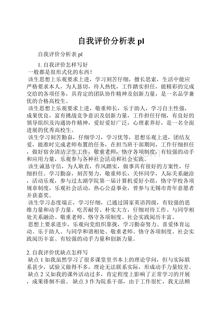 自我评价分析表pl.docx