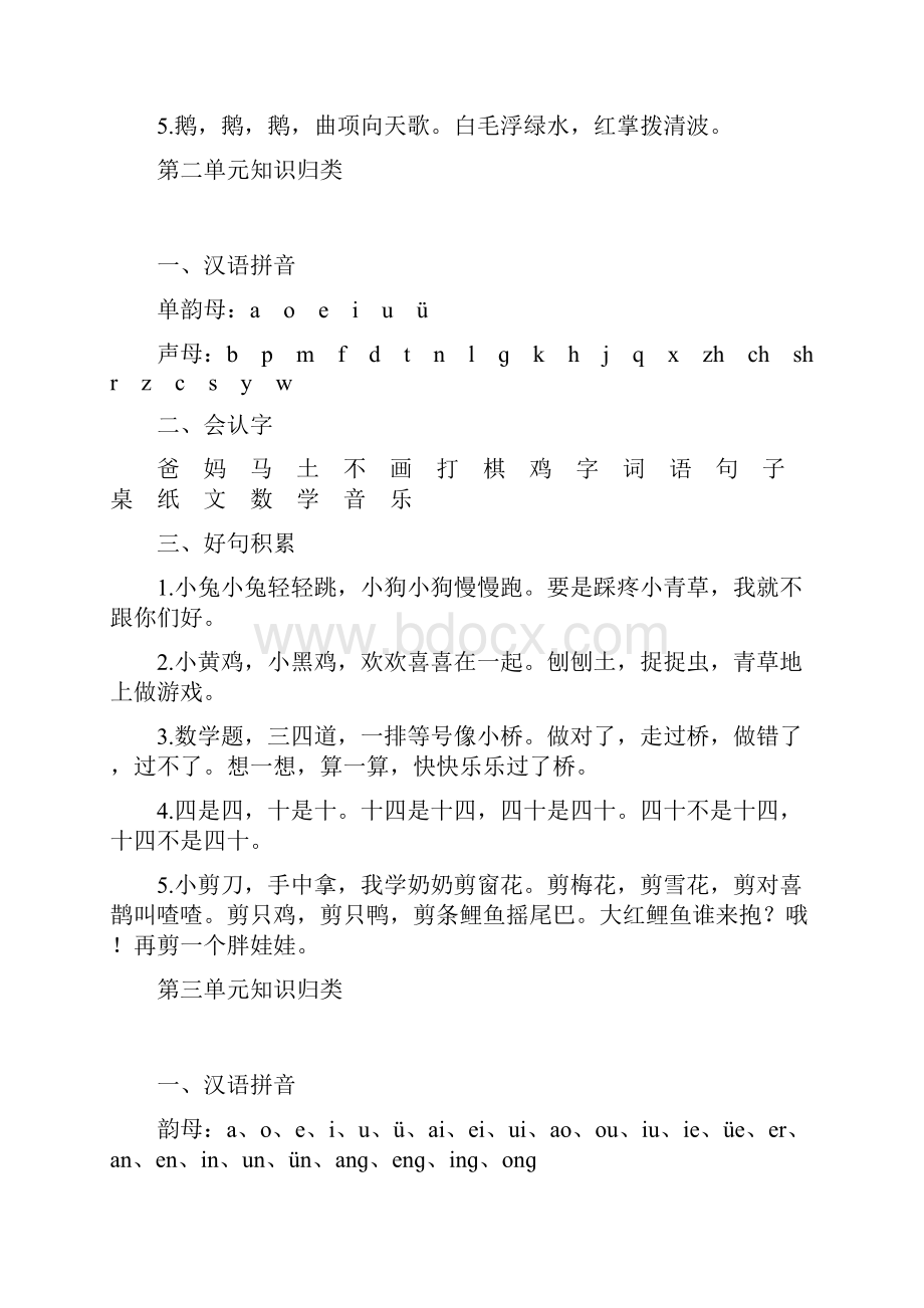 部编人教版小学一年级上册语文期中复习知识点汇总.docx_第2页