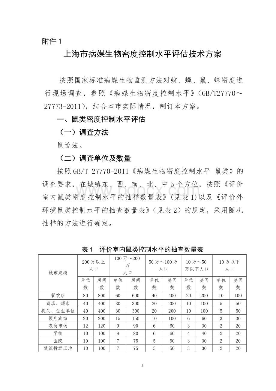 上海市病媒生物密度控制水平评估技术方案.doc