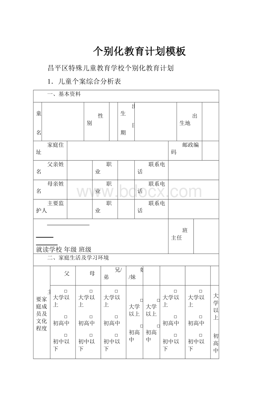 个别化教育计划模板.docx