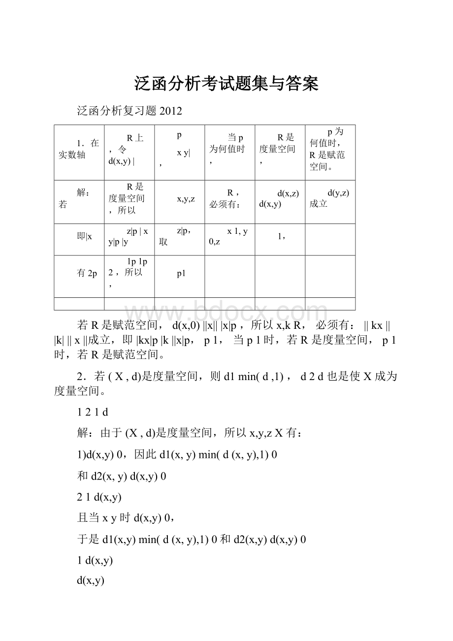 泛函分析考试题集与答案.docx