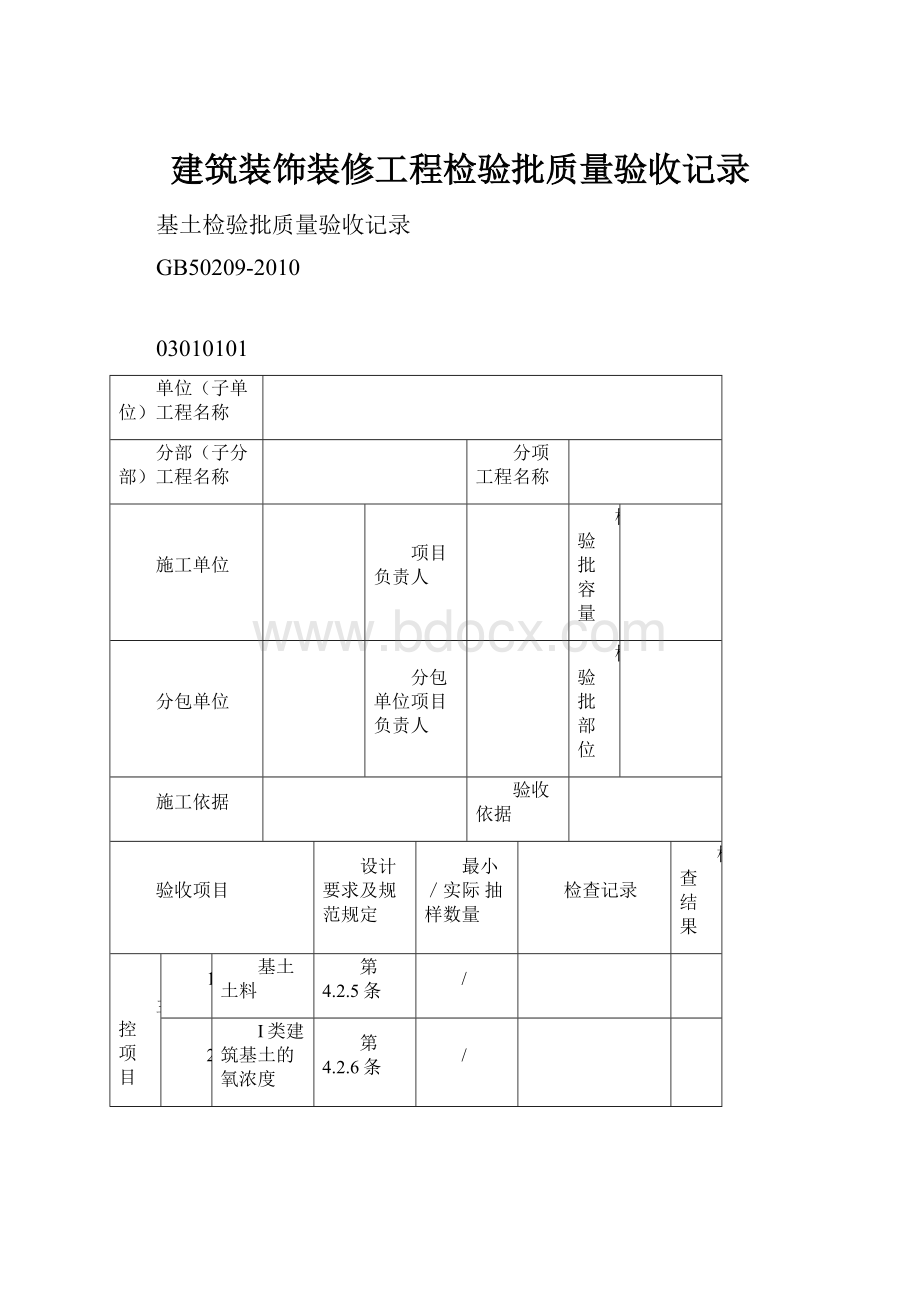 建筑装饰装修工程检验批质量验收记录.docx_第1页