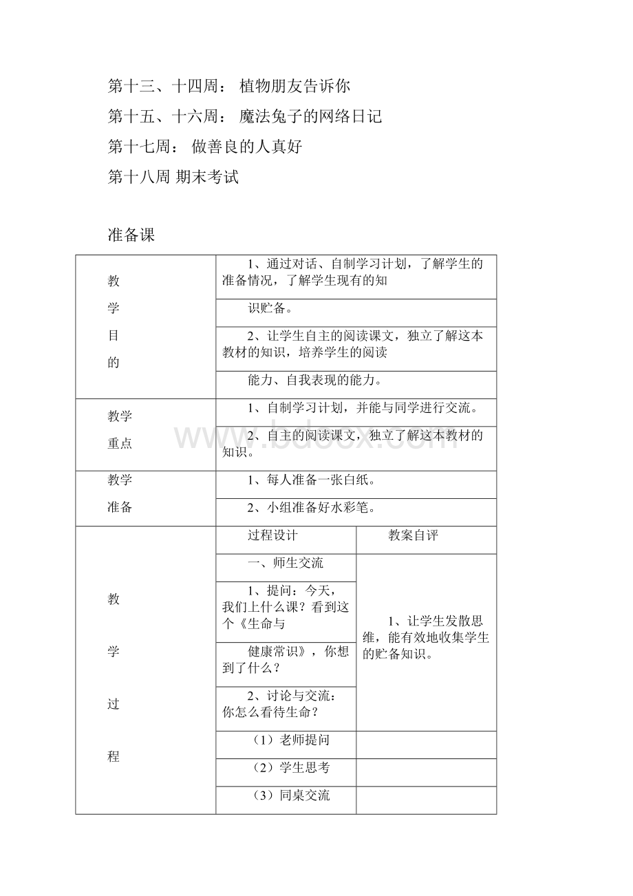 四年级上册生命与健康常识计划教案doc.docx_第3页