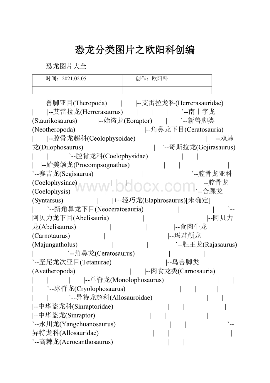 恐龙分类图片之欧阳科创编.docx