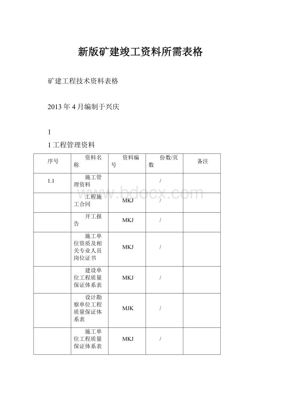 新版矿建竣工资料所需表格.docx_第1页