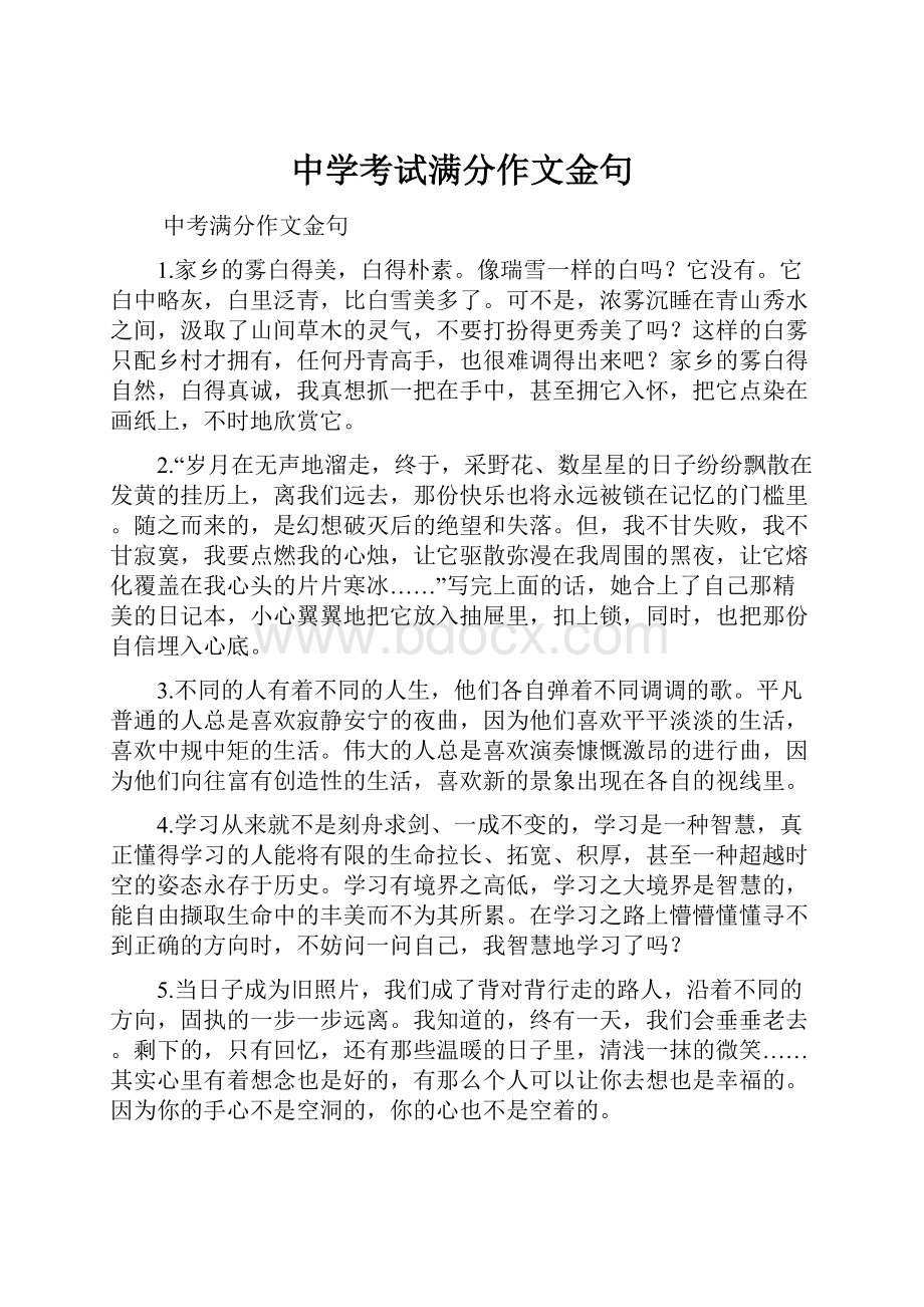 中学考试满分作文金句.docx