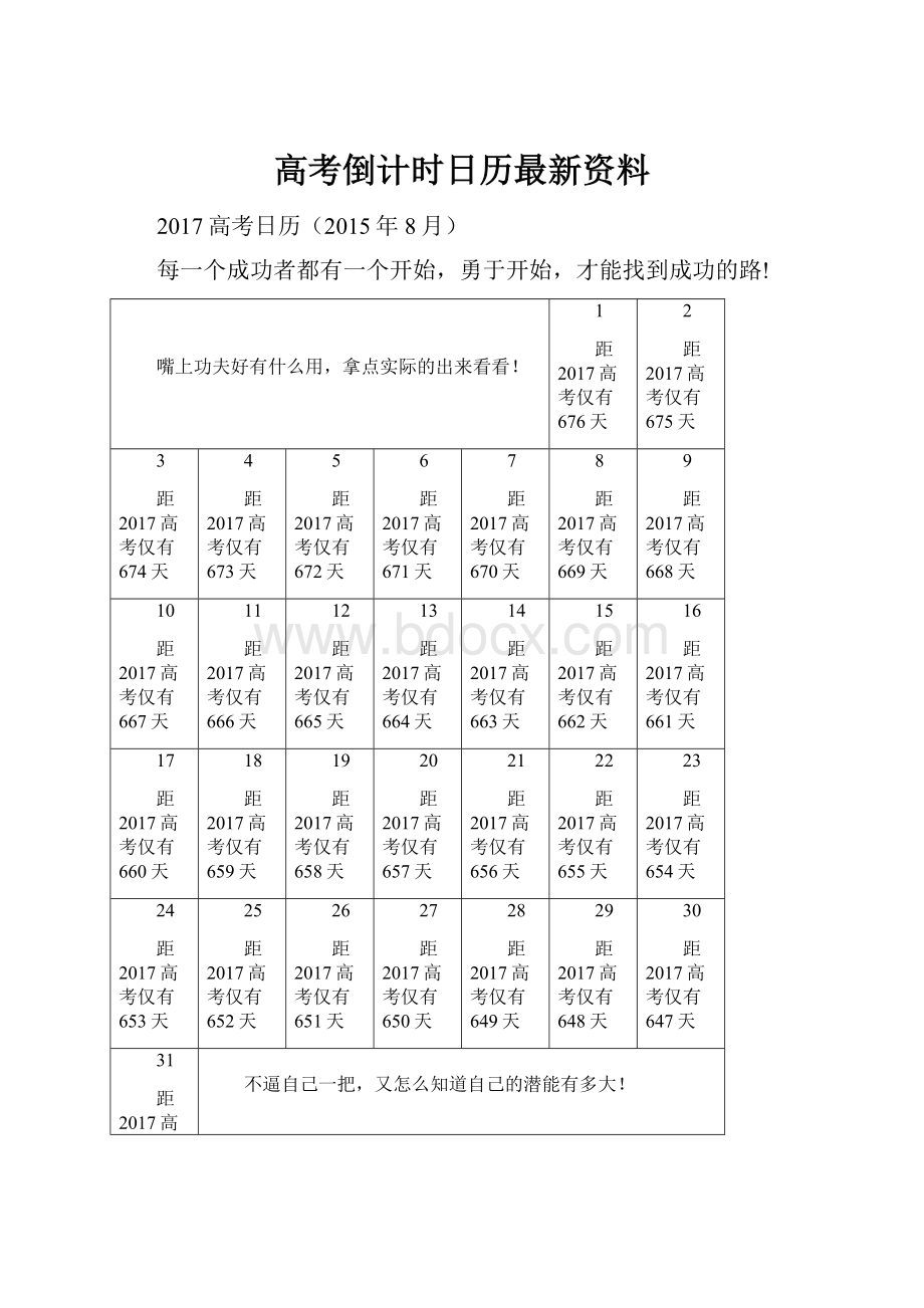 高考倒计时日历最新资料.docx