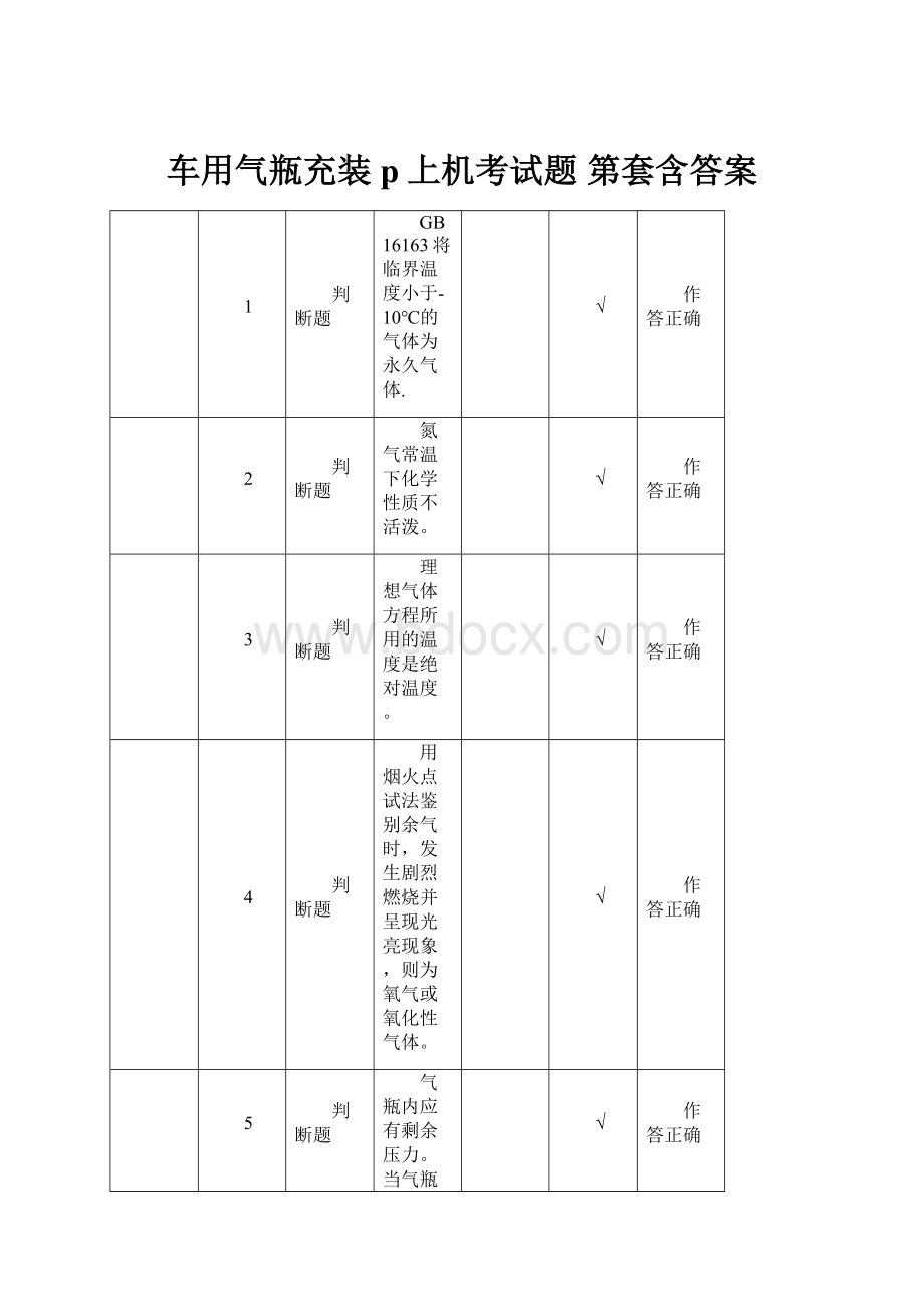 车用气瓶充装p上机考试题 第套含答案.docx