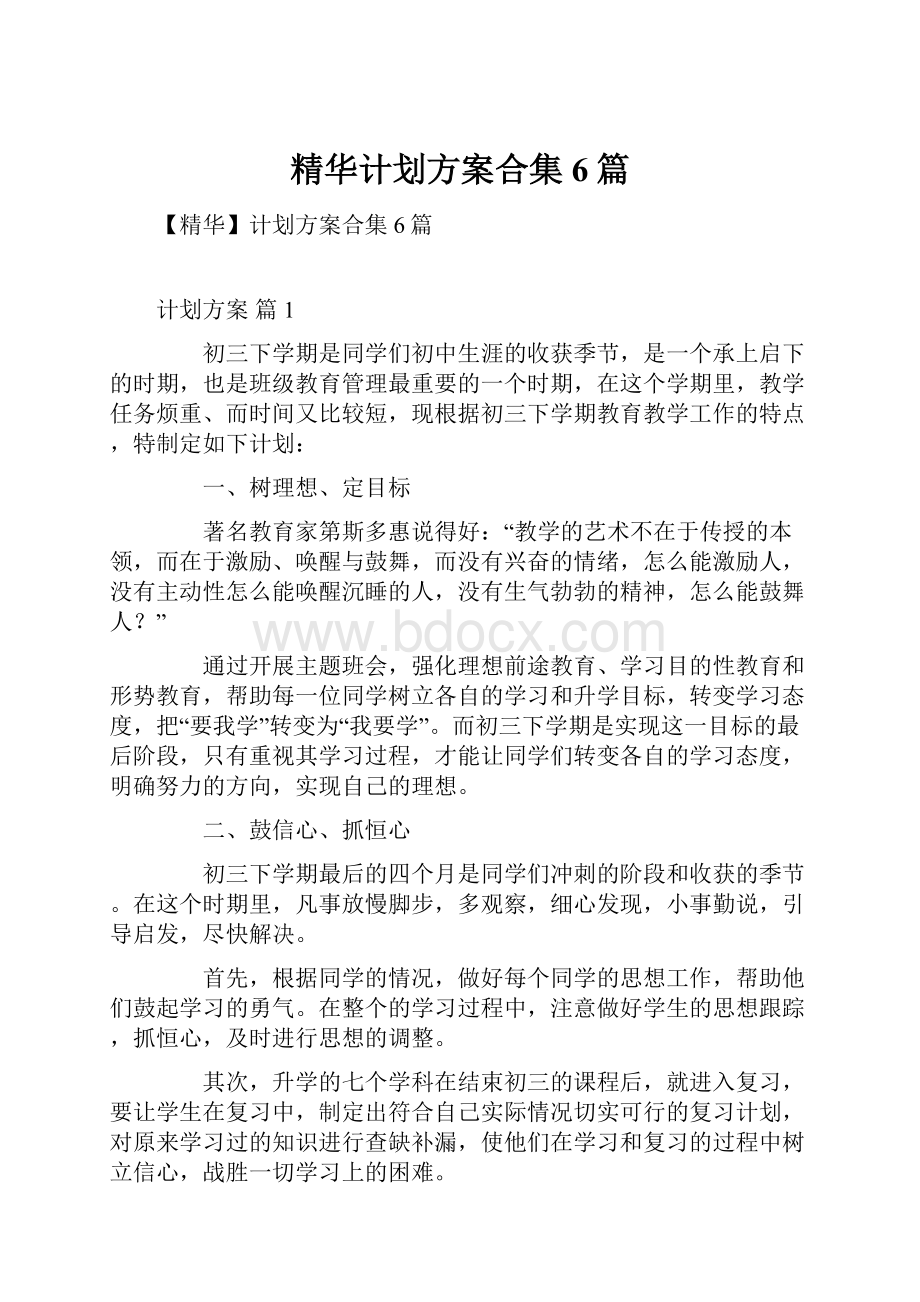 精华计划方案合集6篇.docx