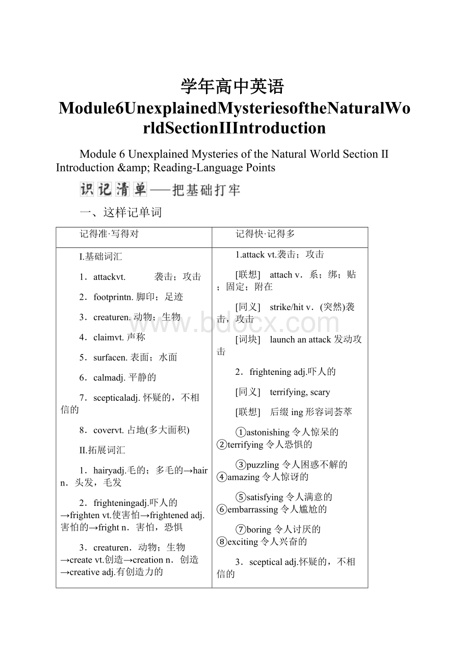 学年高中英语Module6UnexplainedMysteriesoftheNaturalWorldSectionⅡIntroduction.docx