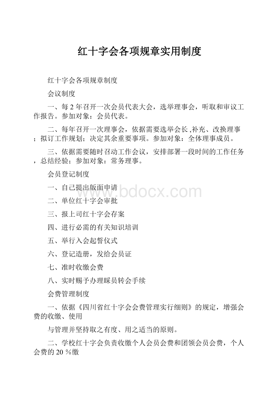 红十字会各项规章实用制度.docx_第1页