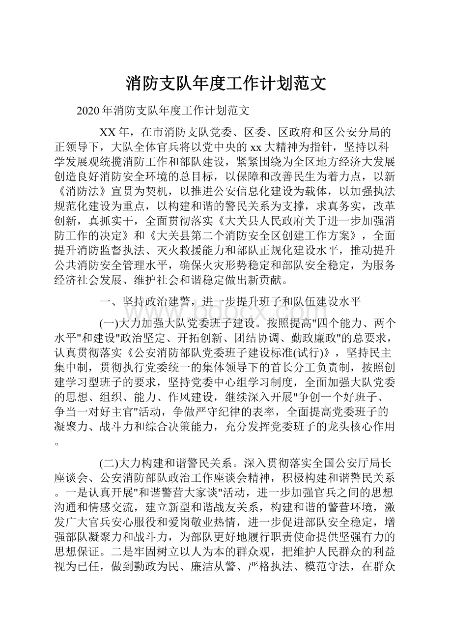 消防支队年度工作计划范文.docx