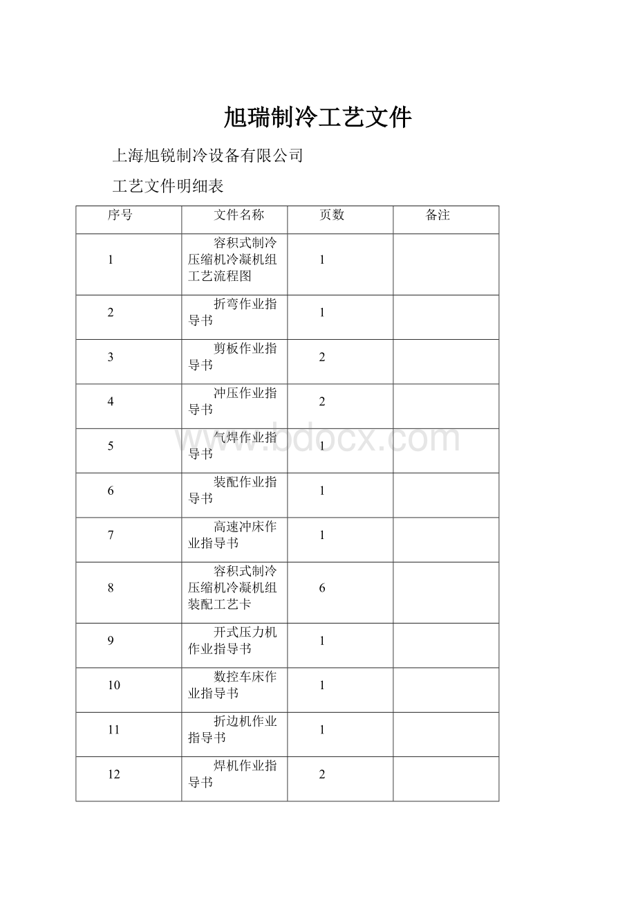 旭瑞制冷工艺文件.docx