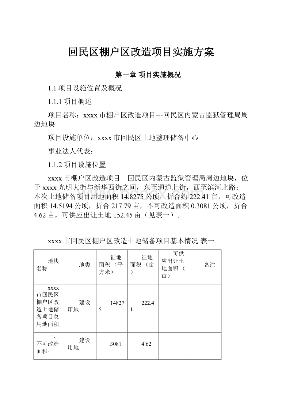 回民区棚户区改造项目实施方案.docx