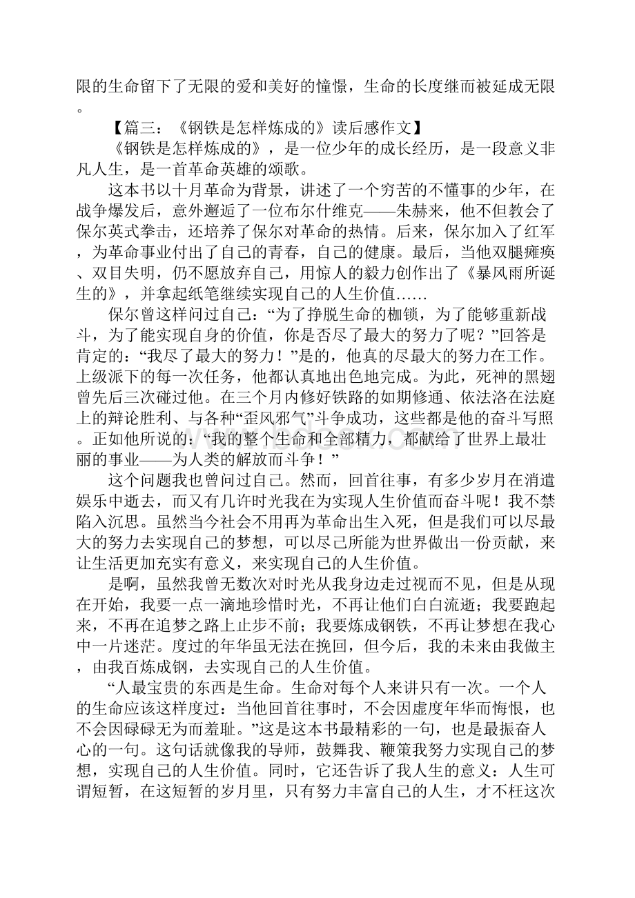 钢铁是怎样炼成的读后感800字2.docx_第3页