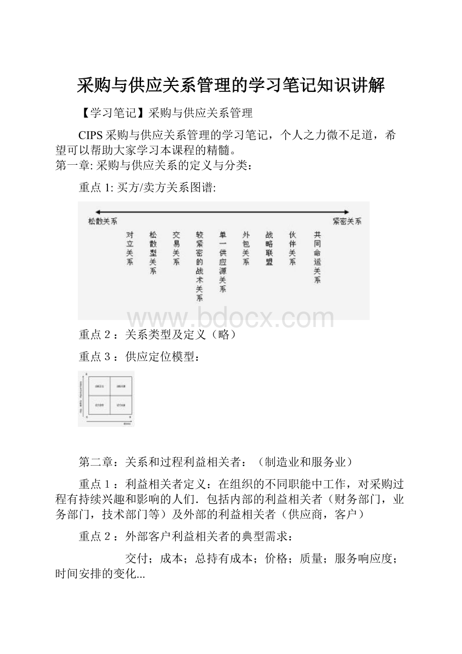 采购与供应关系管理的学习笔记知识讲解.docx