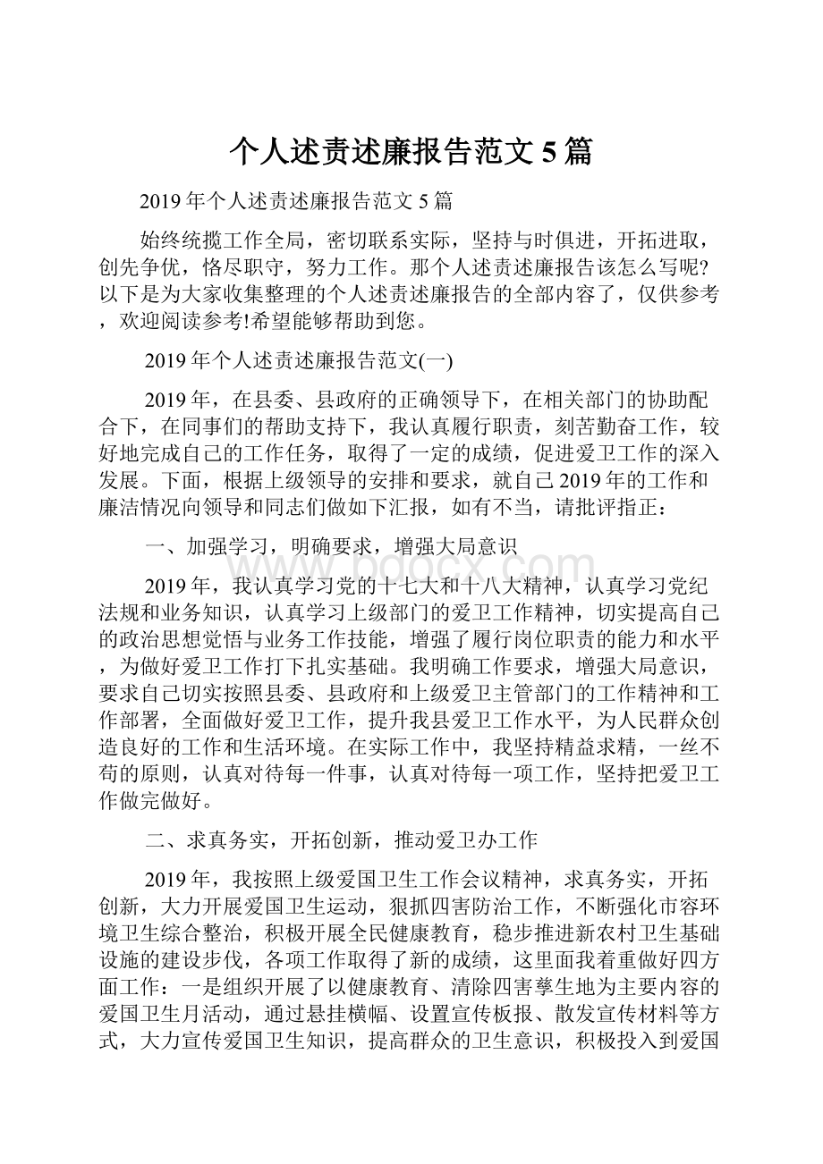 个人述责述廉报告范文5篇.docx