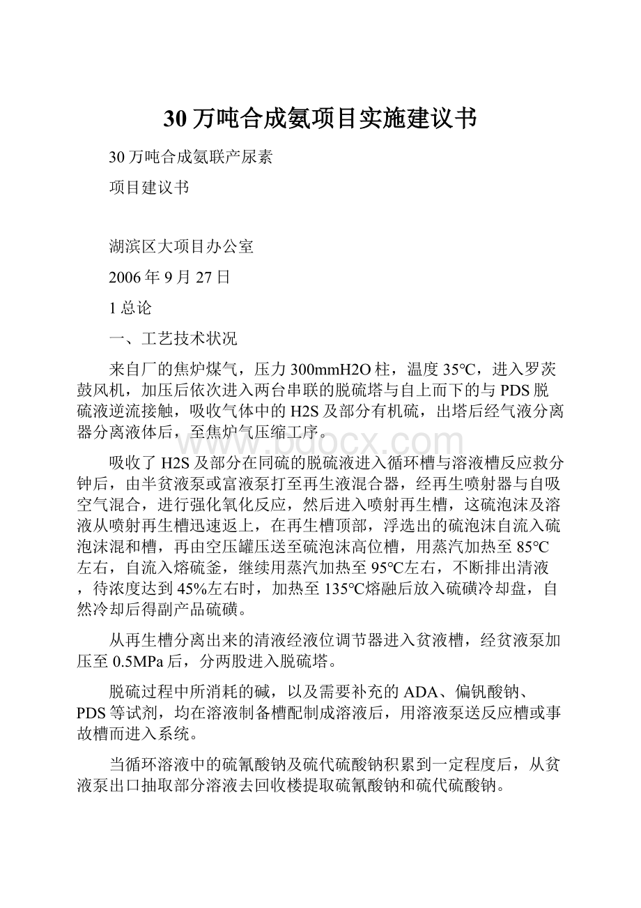 30万吨合成氨项目实施建议书.docx