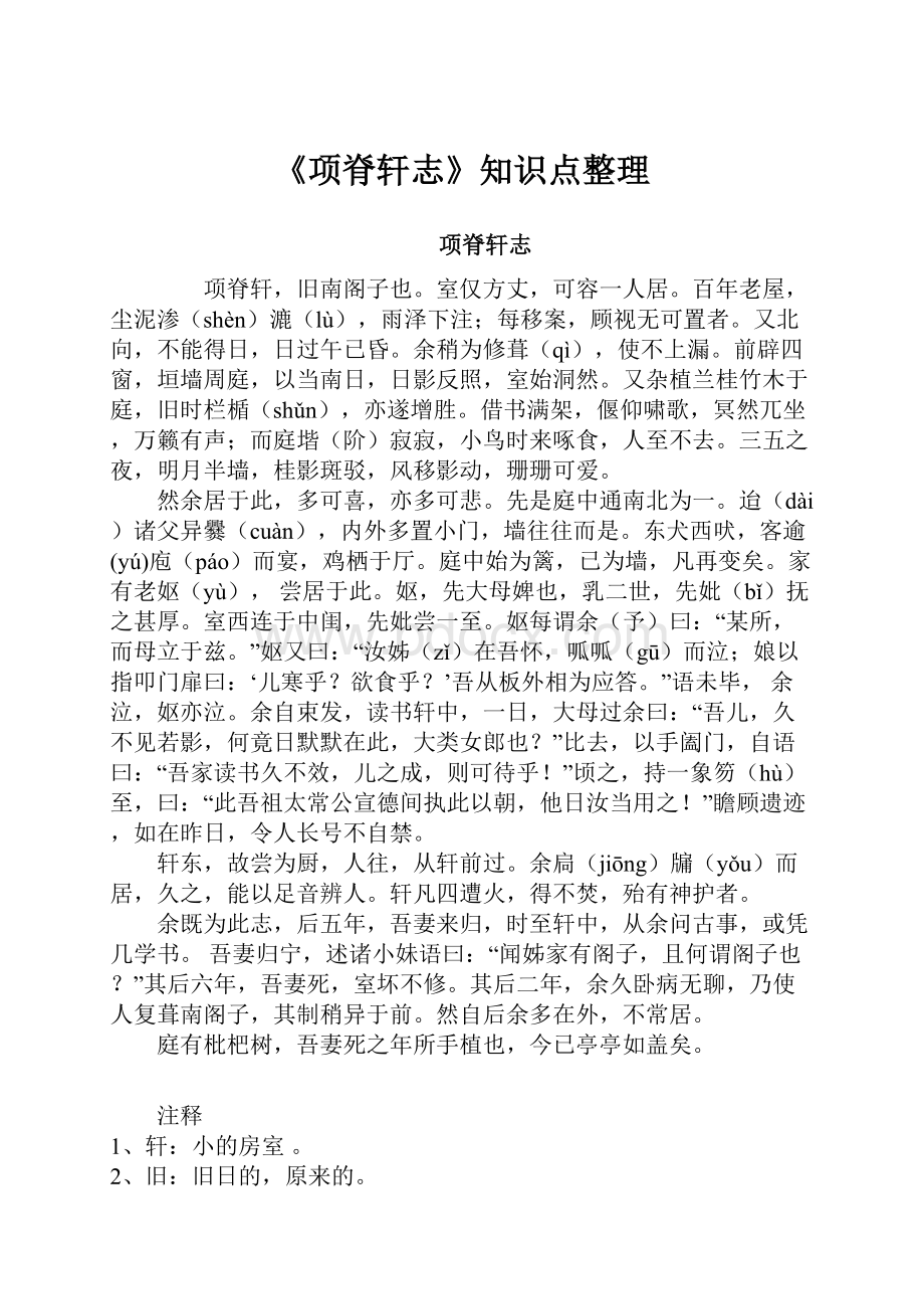 《项脊轩志》知识点整理.docx