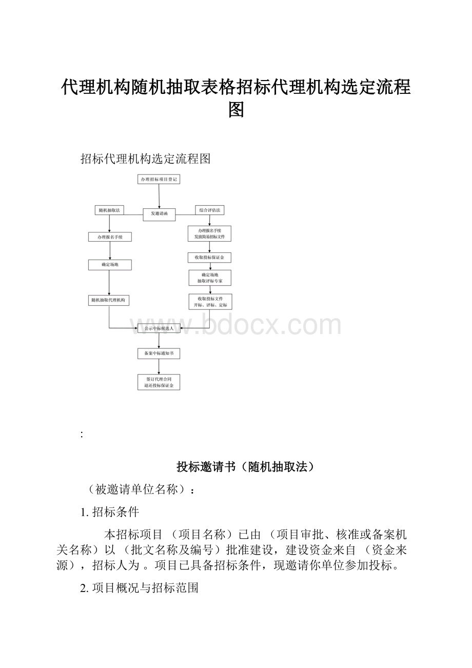 代理机构随机抽取表格招标代理机构选定流程图.docx