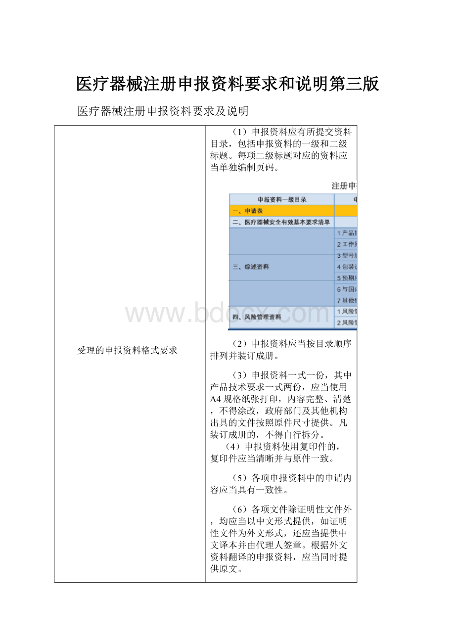 医疗器械注册申报资料要求和说明第三版.docx