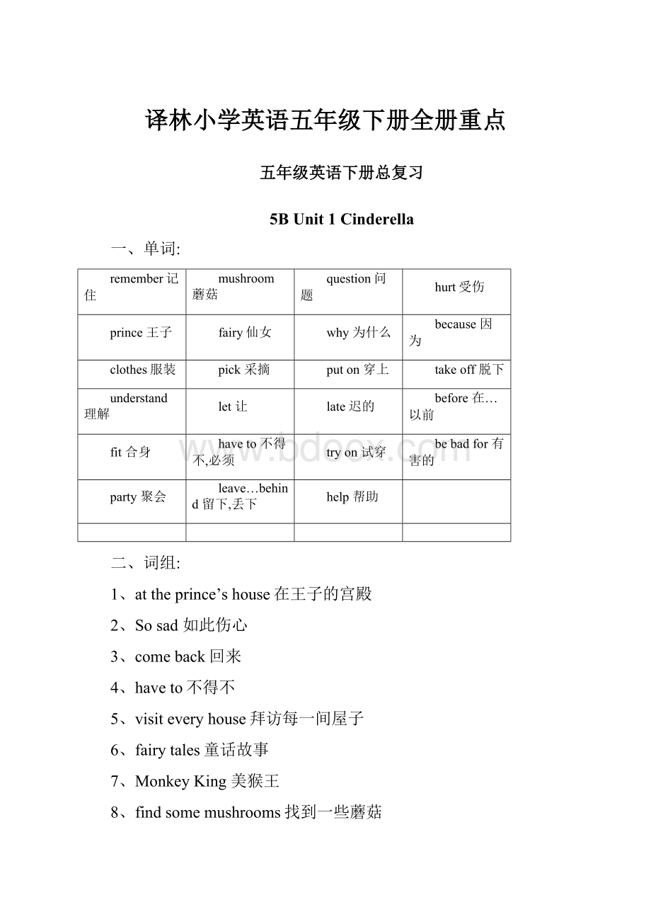 译林小学英语五年级下册全册重点.docx