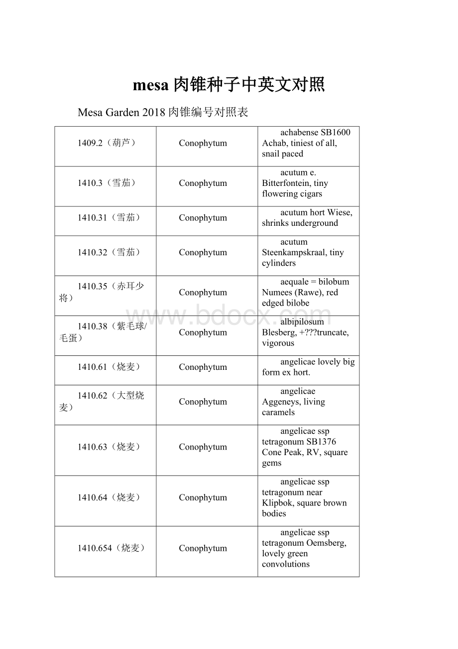 mesa肉锥种子中英文对照.docx