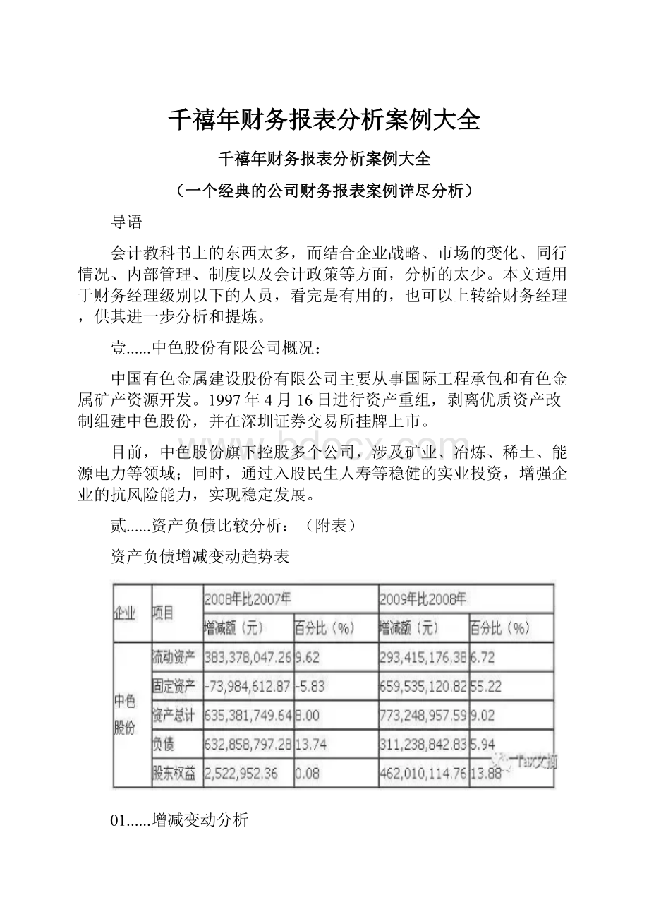 千禧年财务报表分析案例大全.docx_第1页