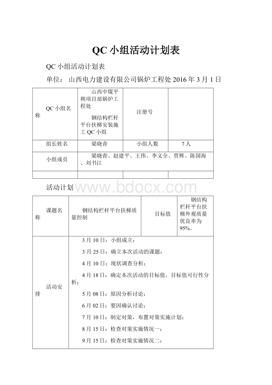 QC小组活动计划表.docx_第1页