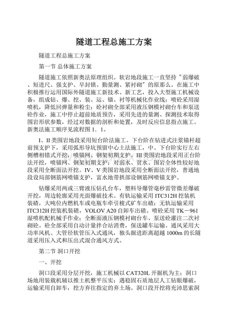 隧道工程总施工方案.docx