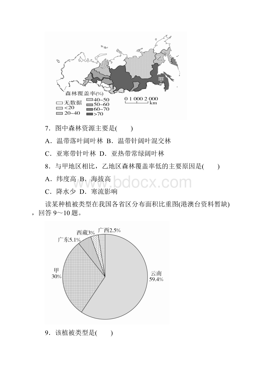 新人教版必修一第五单元植被和土壤单元检测 无答案.docx_第2页