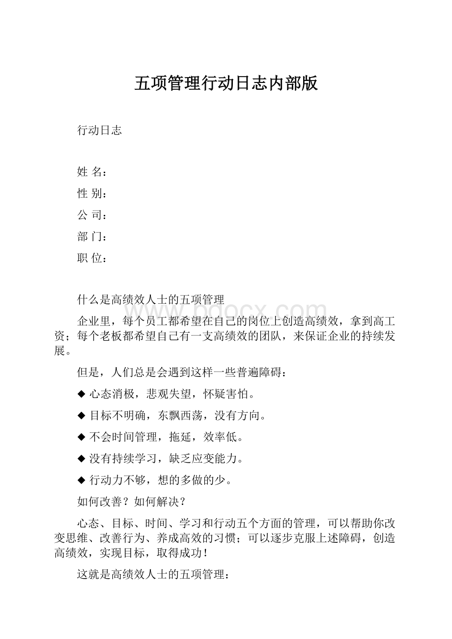 五项管理行动日志内部版.docx