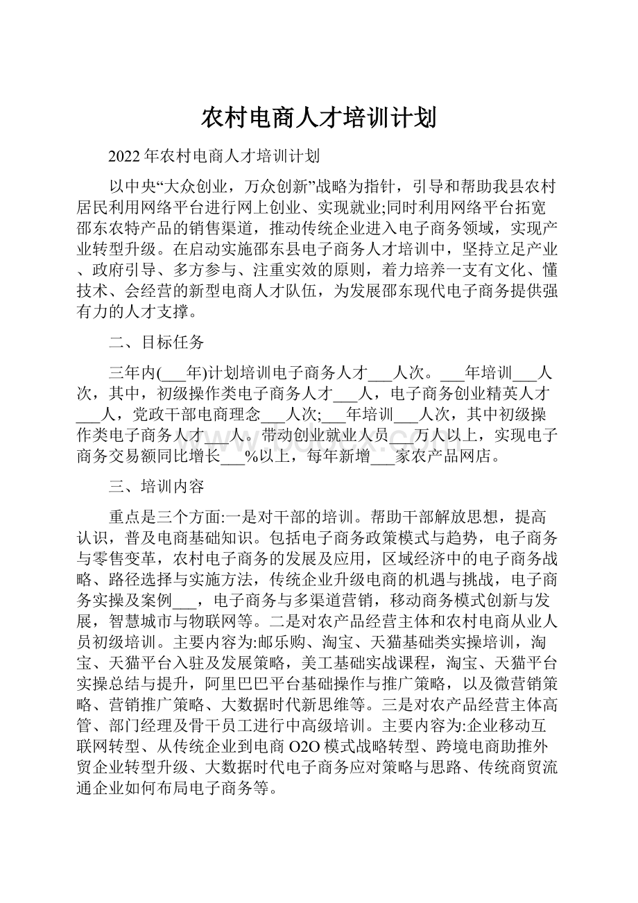 农村电商人才培训计划.docx