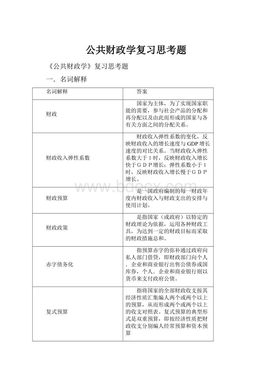 公共财政学复习思考题.docx