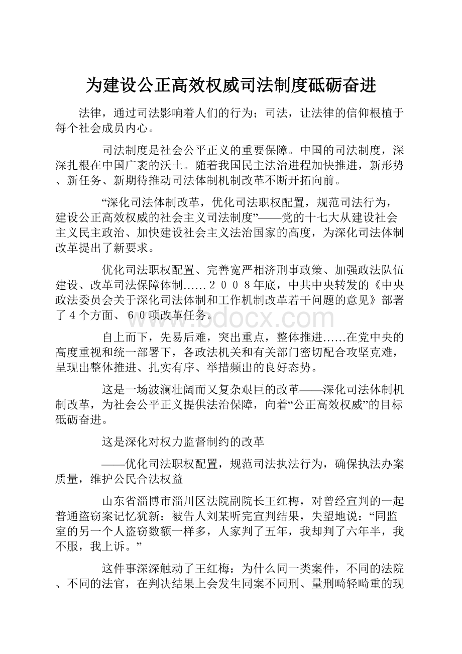 为建设公正高效权威司法制度砥砺奋进.docx_第1页