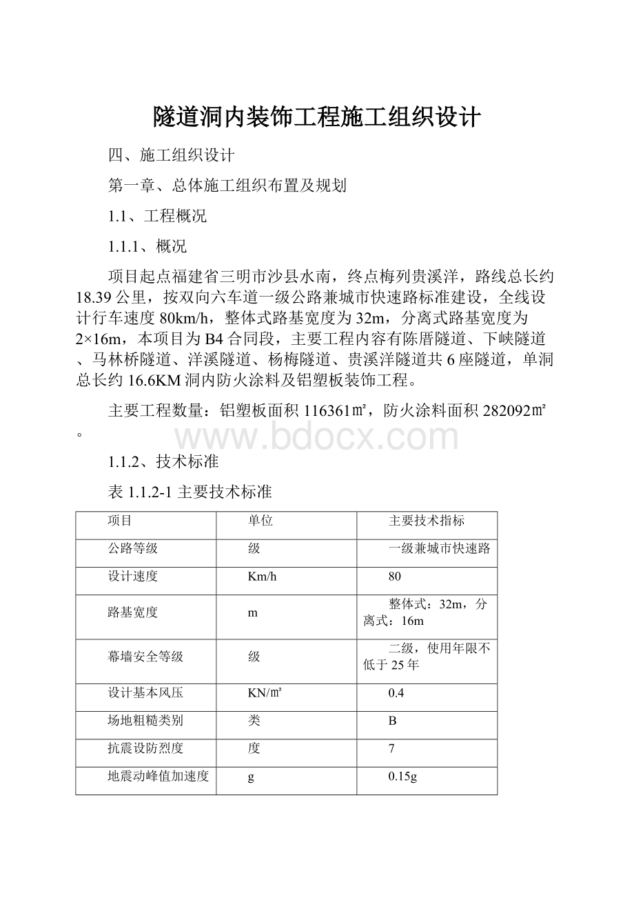 隧道洞内装饰工程施工组织设计.docx_第1页