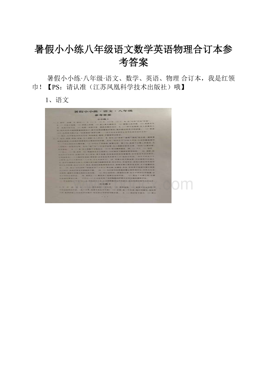 暑假小小练八年级语文数学英语物理合订本参考答案.docx