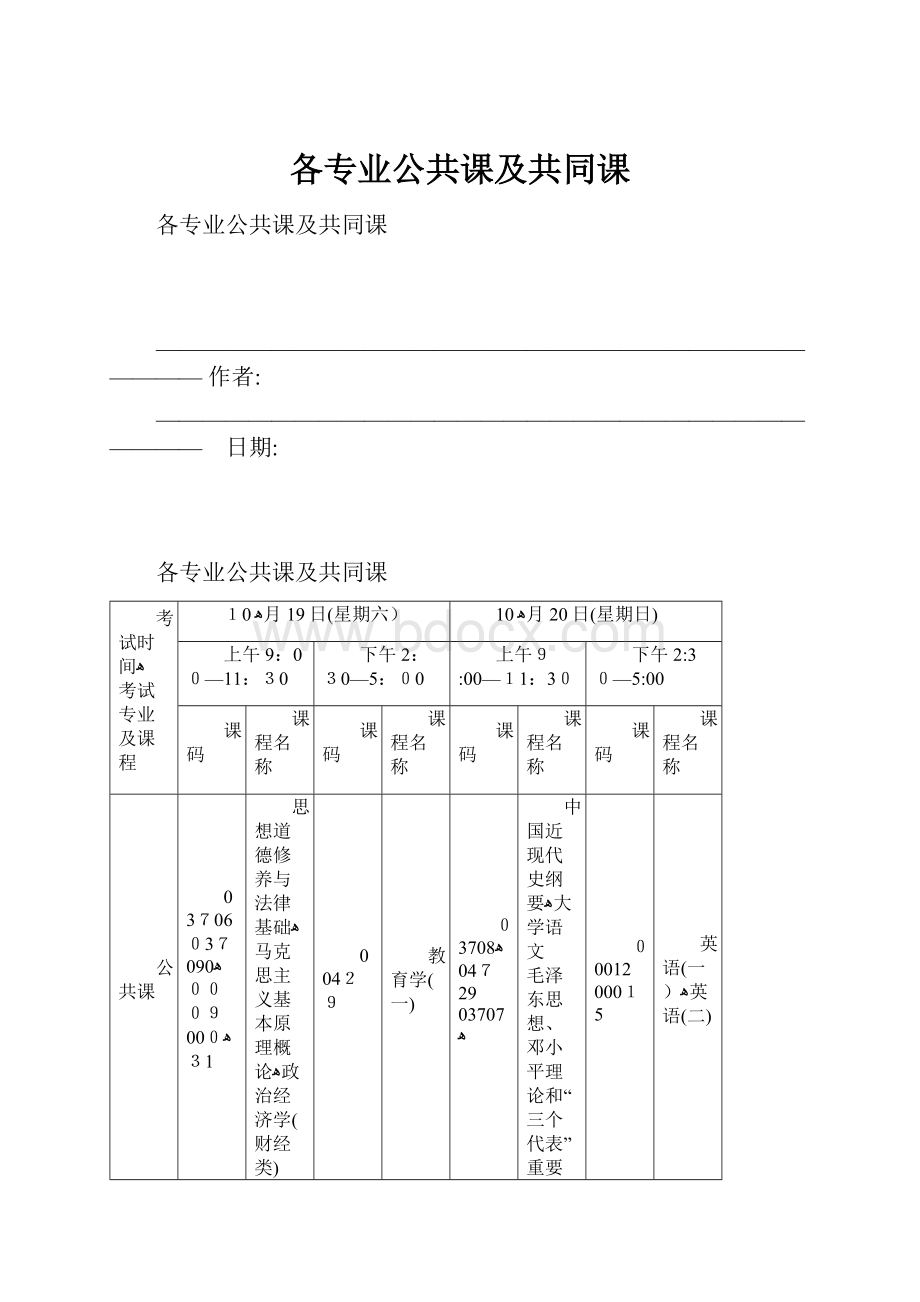 各专业公共课及共同课.docx