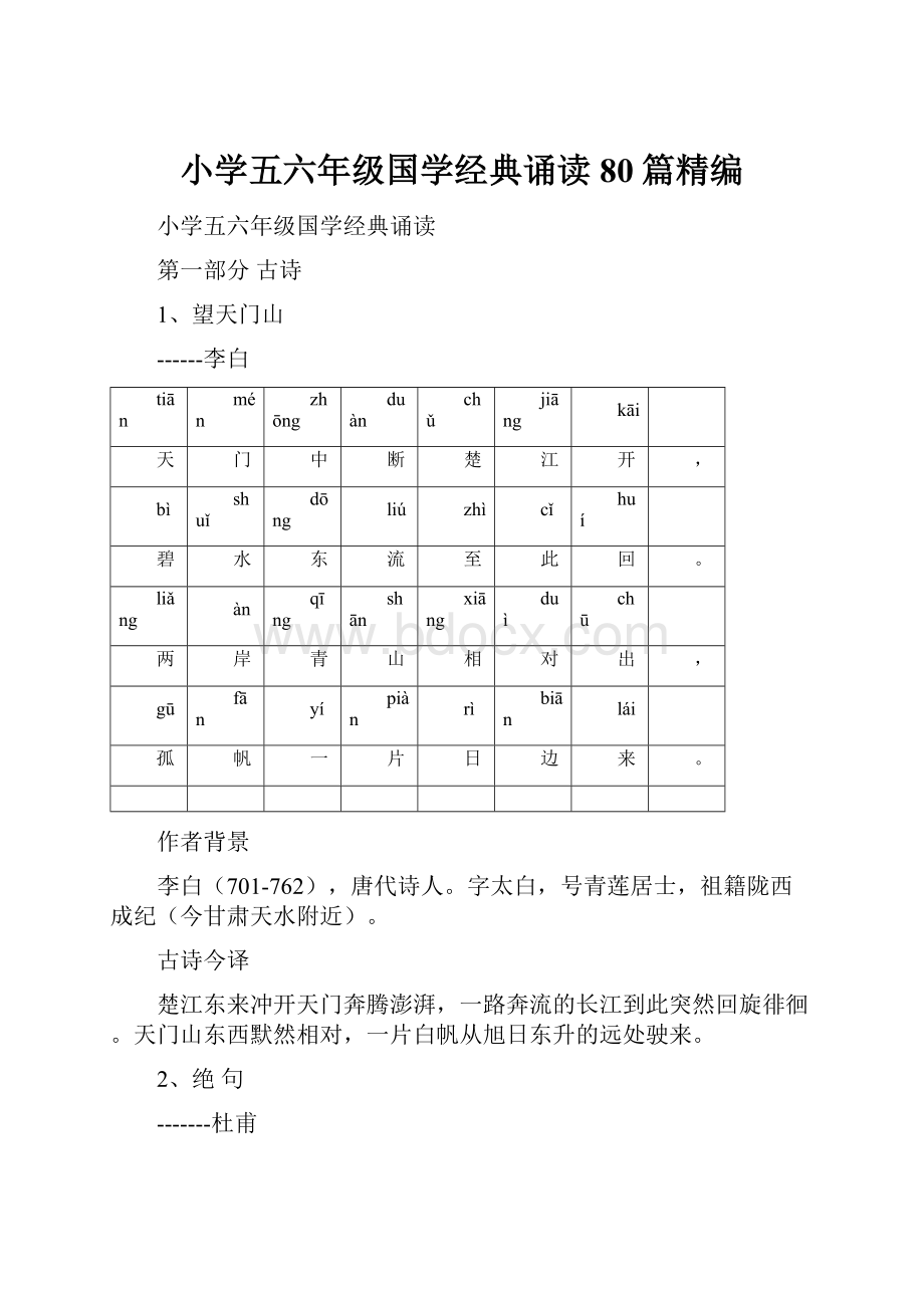 小学五六年级国学经典诵读80篇精编.docx_第1页