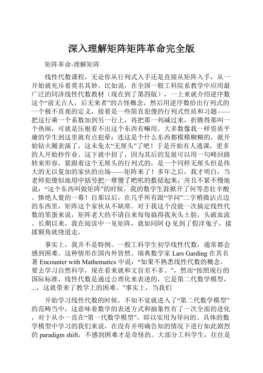 深入理解矩阵矩阵革命完全版.docx